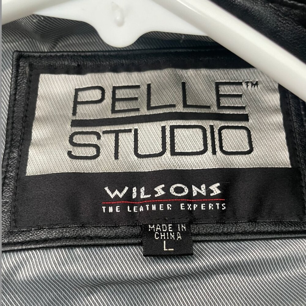 Vintage 1990s Wilson's Pelle Studio Women's L Lined Leather Jacket - Picture 5 of 7